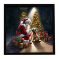 Cairn Terrier and Santa Claus Framed Metal Print Bathroom, Kitchen, Office, Home Decor Wall Art Ready to Hang, Square, 8X8