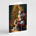 Cavalier Spaniel and Santa Claus Greeting Cards Pack of 8 Blank Cards with Envelopes Whimsical A7 Size 5x7