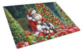 Cavalier Spaniel and Santa Claus Cutting Board Tempered Glass Kitchen Cutting Surface, Heat Resistant Chopping, Non-Slip Feet, Food Prep & Serving