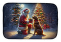 Chesapeake Bay Retriever and Santa Claus Dish Drying Mat Absorbent Dish Drying Mat Pad for Kitchen Counter Dish Drainer Mat for Countertop, 14 x 21", Multicolor