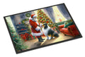 Collie and Santa Claus Doormat Indoor Outdoor 18H X 27W Front Door Mat Rugs for Entryway, Non Slip Washable