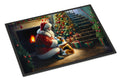 Corgi and Santa Claus Doormat Indoor Outdoor 24H X 36W Front Door Mat Rugs for Entryway, Non Slip Washable Low Pile,