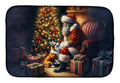 Corgi and Santa Claus Dish Drying Mat Absorbent Dish Drying Mat Pad for Kitchen Counter Dish Drainer Mat for Countertop, 14 x 21", Multicolor