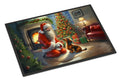 Dachshund and Santa Claus Doormat Indoor Outdoor 18H X 27W Front Door Mat Rugs for Entryway, Non Slip Washable