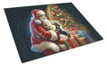 Dachshund and Santa Claus Cutting Board Tempered Glass Kitchen Cutting Surface, Heat Resistant Chopping, Non-Slip Feet, Food Prep & Serving