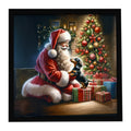 Dachshund and Santa Claus Framed Metal Print Bathroom, Kitchen, Office, Home Decor Wall Art Ready to Hang, Square, 8X8