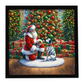 Dalmatian and Santa Claus Framed Metal Print Bathroom, Kitchen, Office, Home Decor Wall Art Ready to Hang, Square, 8X8