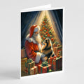 Finnish Spitz and Santa Claus Greeting Cards Pack of 8 Blank Cards with Envelopes Whimsical A7 Size 5x7
