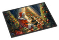 Finnish Spitz and Santa Claus Doormat Indoor Outdoor 24H X 36W Front Door Mat Rugs for Entryway, Non Slip Washable Low Pile,