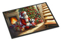 French Bulldog and Santa Claus Doormat Indoor Outdoor 18H X 27W Front Door Mat Rugs for Entryway, Non Slip Washable