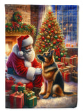 German Shepherd and Santa Claus Garden Flag Mailbox Decorative Yard Banner Outside Patio Artwork for Flower Beds, Garden Size, Multicolor