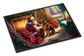 German Shepherd and Santa Claus Doormat Indoor Outdoor 24H X 36W Front Door Mat Rugs for Entryway, Non Slip Washable Low Pile,