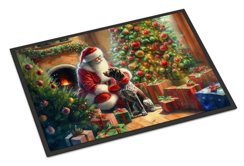 German Shorthaired Pointer and Santa Claus Doormat Indoor Outdoor 18H X 27W Front Door Mat Rugs for Entryway, Non Slip Washable