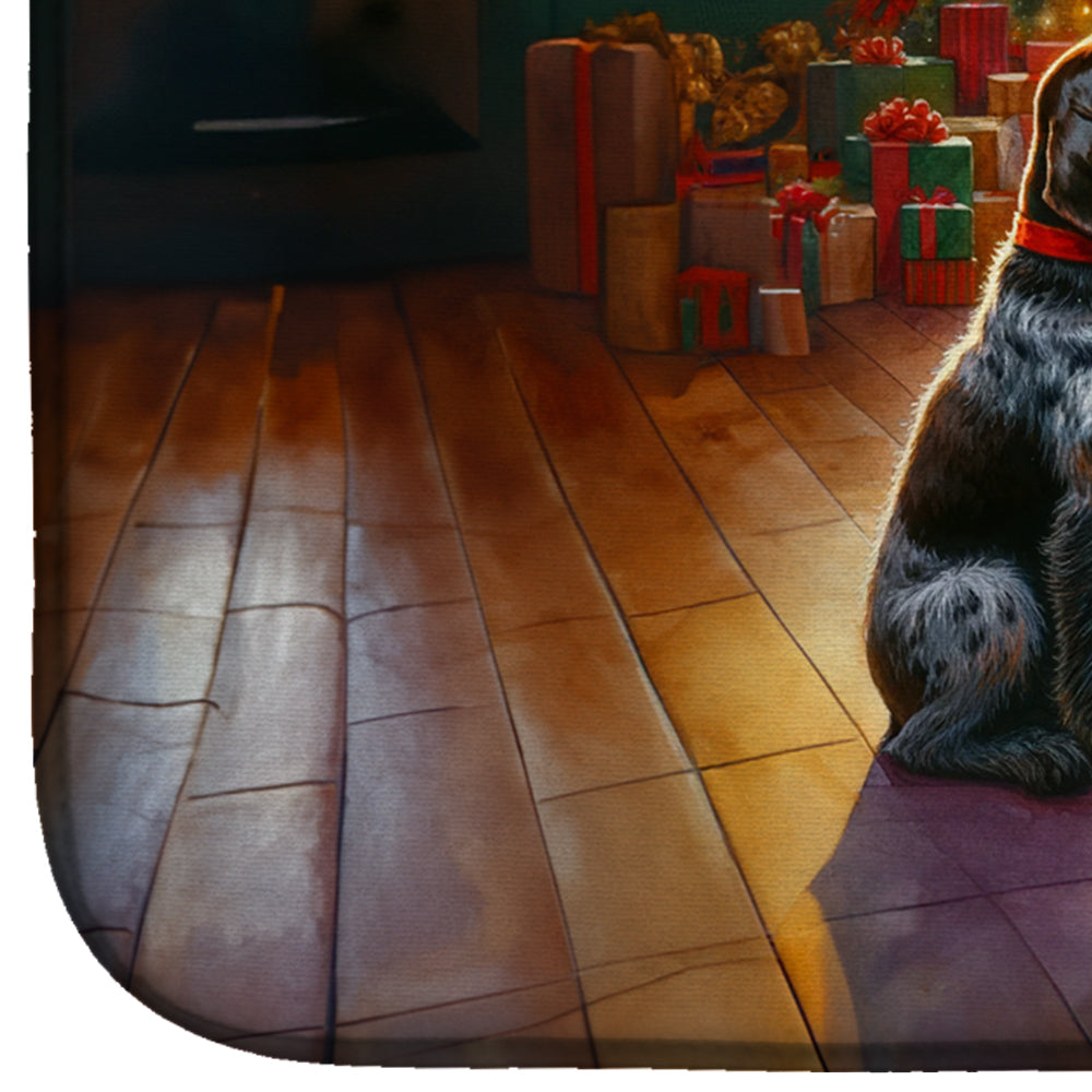 German Wirehaired Pointer and Santa Claus Dish Drying Mat Absorbent Dish Drying Mat Pad for Kitchen Counter Dish Drainer Mat for Countertop, 14 x 21", Multicolor