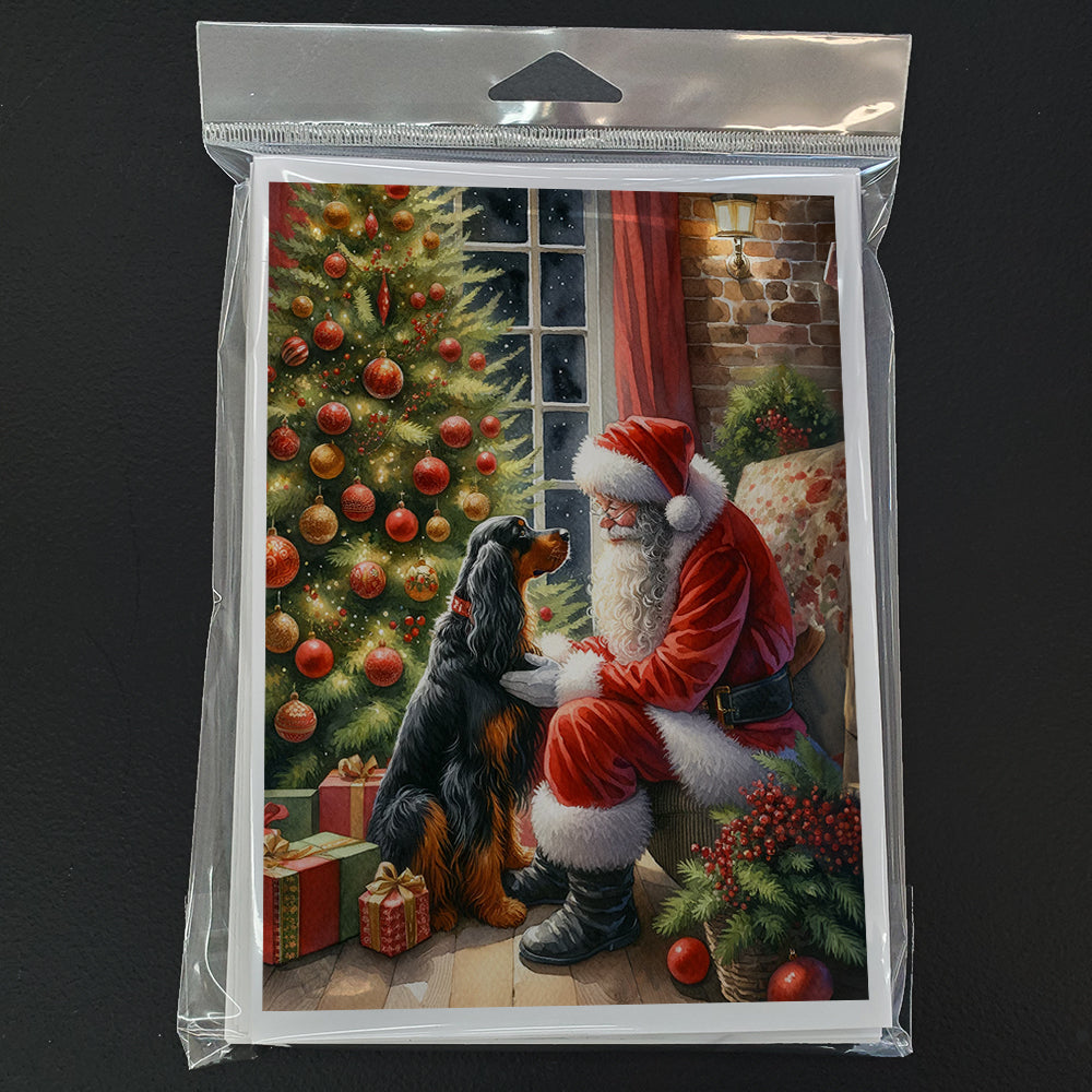 Gordon Setter and Santa Claus Greeting Cards Pack of 8 Blank Cards with Envelopes Whimsical A7 Size 5x7