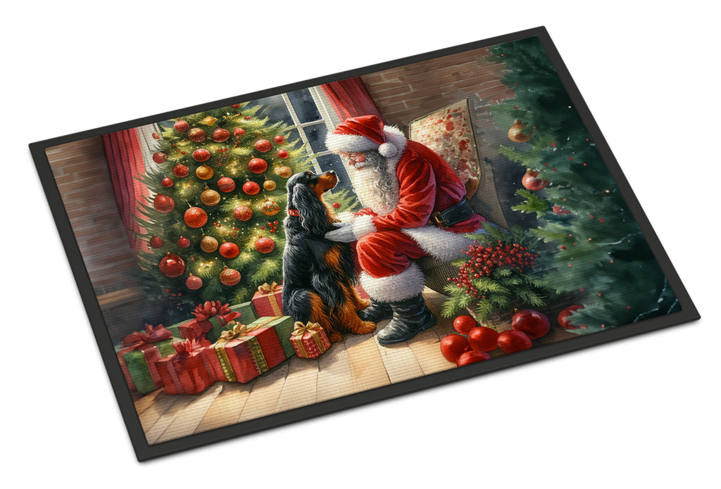 Gordon Setter and Santa Claus Doormat Indoor Outdoor 24H X 36W Front Door Mat Rugs for Entryway, Non Slip Washable Low Pile,