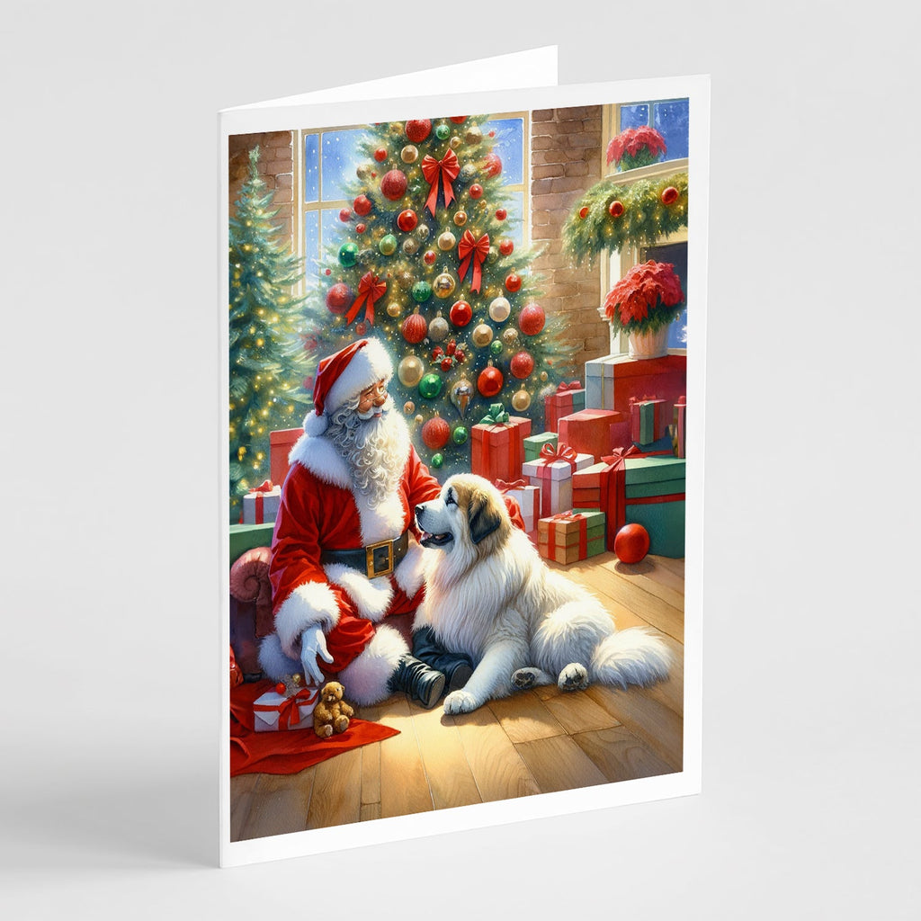 Great Pyrenees and Santa Claus Greeting Cards Pack of 8 Blank Cards with Envelopes Whimsical A7 Size 5x7