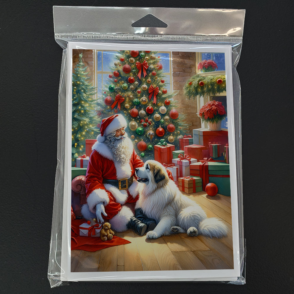 Great Pyrenees and Santa Claus Greeting Cards Pack of 8 Blank Cards with Envelopes Whimsical A7 Size 5x7
