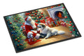 Great Pyrenees and Santa Claus Doormat Indoor Outdoor 18H X 27W Front Door Mat Rugs for Entryway, Non Slip Washable