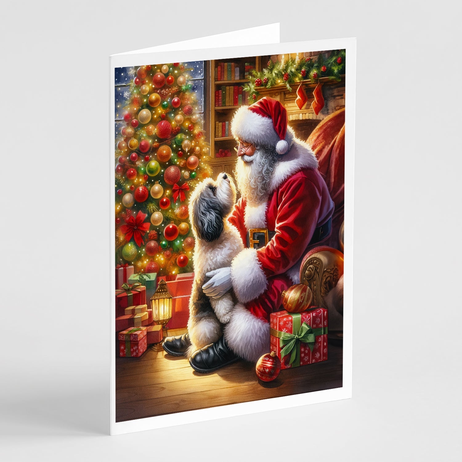 Havanese and Santa Claus Greeting Cards Pack of 8 Blank Cards with Envelopes Whimsical A7 Size 5x7