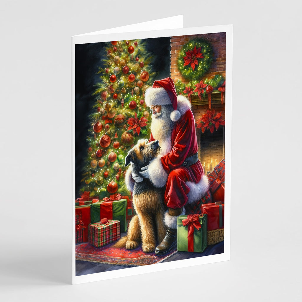 Irish Wolfhound and Santa Claus Greeting Cards Pack of 8 Blank Cards with Envelopes Whimsical A7 Size 5x7