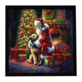 Irish Wolfhound and Santa Claus Framed Metal Print Bathroom, Kitchen, Office, Home Decor Wall Art Ready to Hang, Square, 8X8