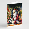 Japanese Chin and Santa Claus Greeting Cards Pack of 8 Blank Cards with Envelopes Whimsical A7 Size 5x7