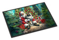 Keeshond and Santa Claus Doormat Indoor Outdoor 18H X 27W Front Door Mat Rugs for Entryway, Non Slip Washable
