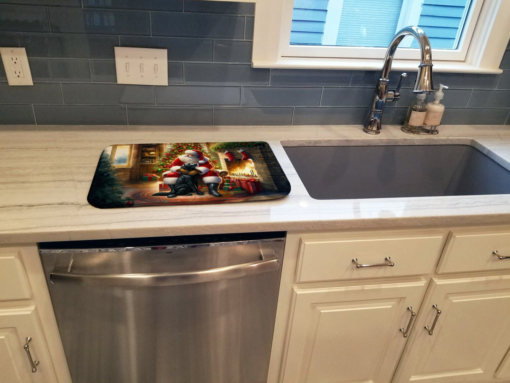Labrador Retriever and Santa Claus Dish Drying Mat Absorbent Dish Drying Mat Pad for Kitchen Counter Dish Drainer Mat for Countertop, 14 x 21", Multicolor