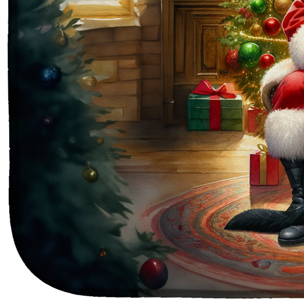 Labrador Retriever and Santa Claus Dish Drying Mat Absorbent Dish Drying Mat Pad for Kitchen Counter Dish Drainer Mat for Countertop, 14 x 21", Multicolor