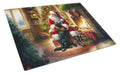 Labrador Retriever and Santa Claus Cutting Board Tempered Glass Kitchen Cutting Surface, Heat Resistant Chopping, Non-Slip Feet, Food Prep & Serving