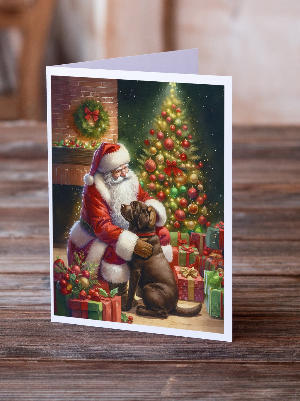 Labrador Retriever and Santa Claus Greeting Cards Pack of 8 Blank Cards with Envelopes Whimsical A7 Size 5x7