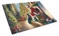 Lancashire Heeler and Santa Claus Cutting Board Tempered Glass Kitchen Cutting Surface, Heat Resistant Chopping, Non-Slip Feet, Food Prep & Serving