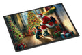 Lancashire Heeler and Santa Claus Doormat Indoor Outdoor 18H X 27W Front Door Mat Rugs for Entryway, Non Slip Washable