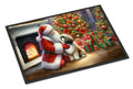 Lhasa Apso and Santa Claus Doormat Indoor Outdoor 18H X 27W Front Door Mat Rugs for Entryway, Non Slip Washable
