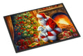 Maltese and Santa Claus Doormat Indoor Outdoor 24H X 36W Front Door Mat Rugs for Entryway, Non Slip Washable Low Pile,