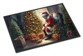 Miniature Pinscher and Santa Claus Doormat Indoor Outdoor 18H X 27W Front Door Mat Rugs for Entryway, Non Slip Washable