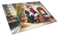 Newfoundland and Santa Claus Cutting Board Tempered Glass Kitchen Cutting Surface, Heat Resistant Chopping, Non-Slip Feet, Food Prep & Serving