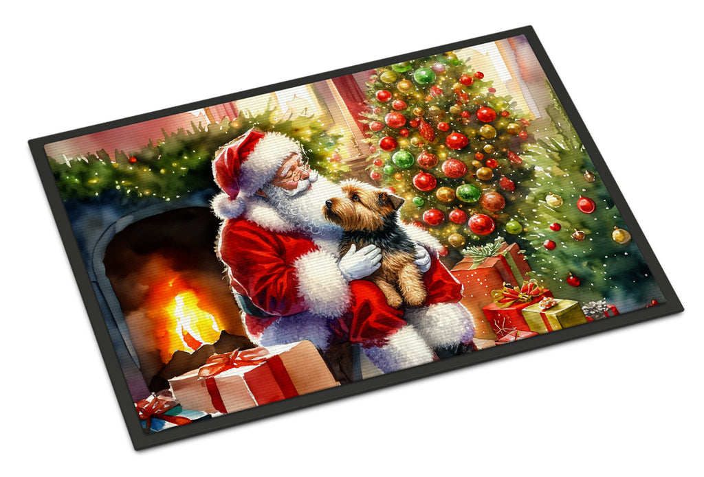 Norfolk Terrier and Santa Claus Doormat Indoor Outdoor 24H X 36W Front Door Mat Rugs for Entryway, Non Slip Washable Low Pile,