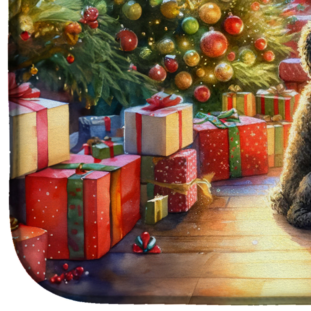 Portuguese Water Dog and Santa Claus Dish Drying Mat Absorbent Dish Drying Mat Pad for Kitchen Counter Dish Drainer Mat for Countertop, 14 x 21", Multicolor