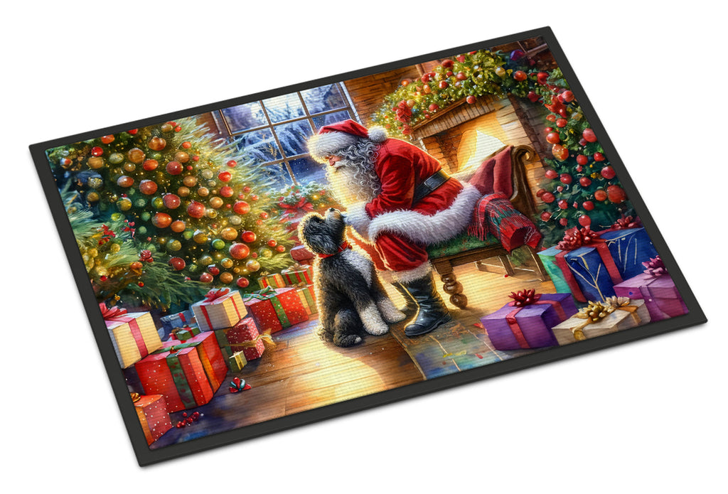 Portuguese Water Dog and Santa Claus Doormat Indoor Outdoor 24H X 36W Front Door Mat Rugs for Entryway, Non Slip Washable Low Pile,