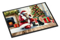 Black Pug and Santa Claus Doormat Indoor Outdoor 24H X 36W Front Door Mat Rugs for Entryway, Non Slip Washable Low Pile,