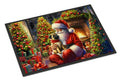 Fawn Pug and Santa Claus Doormat Indoor Outdoor 24H X 36W Front Door Mat Rugs for Entryway, Non Slip Washable Low Pile,