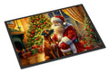 Rhodesian Ridgeback and Santa Claus Doormat Indoor Outdoor 24H X 36W Front Door Mat Rugs for Entryway, Non Slip Washable Low Pile,