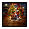 Rhodesian Ridgeback and Santa Claus Framed Metal Print Bathroom, Kitchen, Office, Home Decor Wall Art Ready to Hang, Square, 8X8