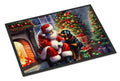 Rottweiler and Santa Claus Doormat Indoor Outdoor 18H X 27W Front Door Mat Rugs for Entryway, Non Slip Washable