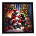 Rottweiler and Santa Claus Framed Metal Print Bathroom, Kitchen, Office, Home Decor Wall Art Ready to Hang, Square, 8X8
