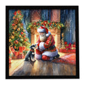 Schnauzer and Santa Claus Framed Metal Print Bathroom, Kitchen, Office, Home Decor Wall Art Ready to Hang, Square, 8X8