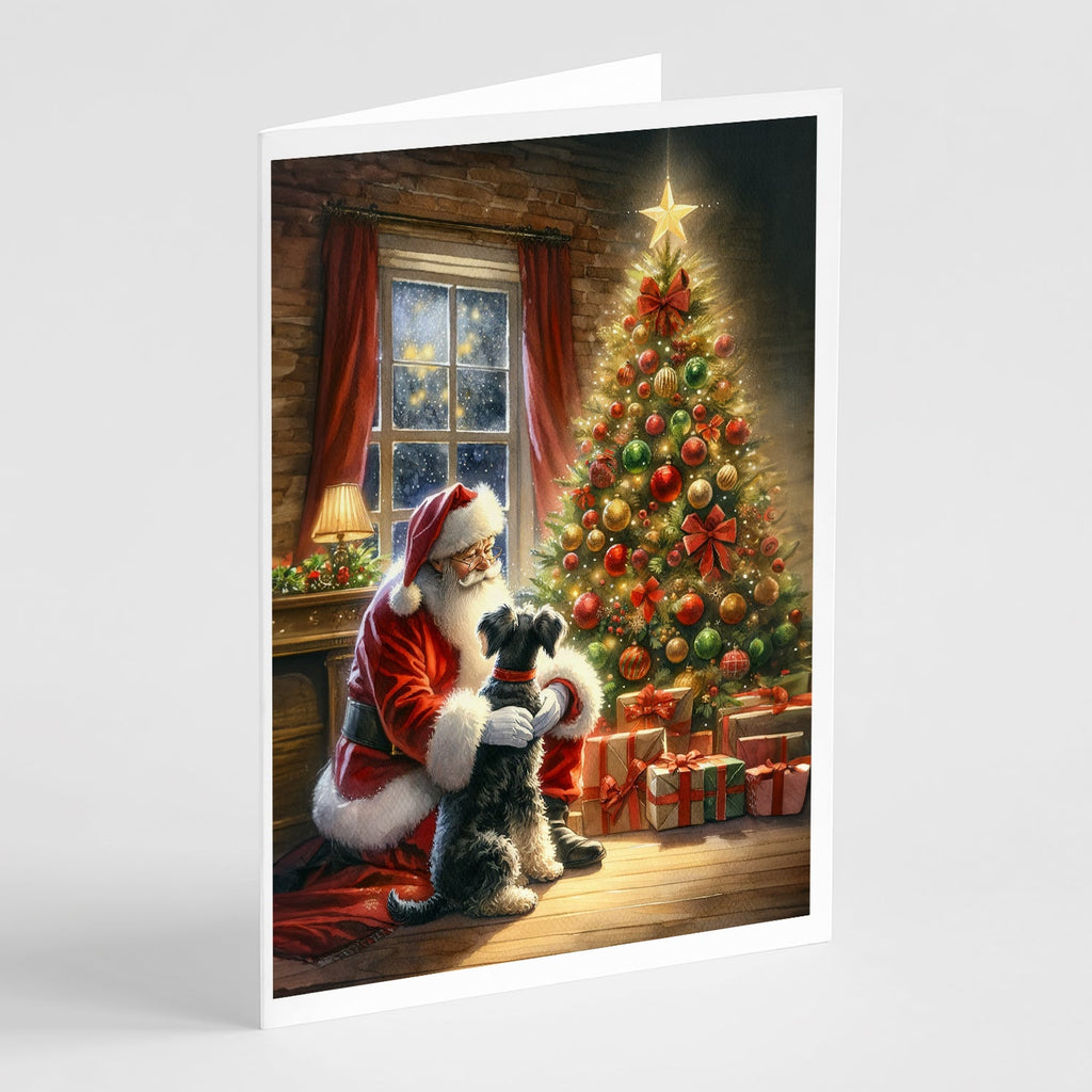 Schnauzer and Santa Claus Greeting Cards Pack of 8 Blank Cards with Envelopes Whimsical A7 Size 5x7