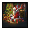 Shih Tzu and Santa Claus Framed Metal Print Bathroom, Kitchen, Office, Home Decor Wall Art Ready to Hang, Square, 8X8